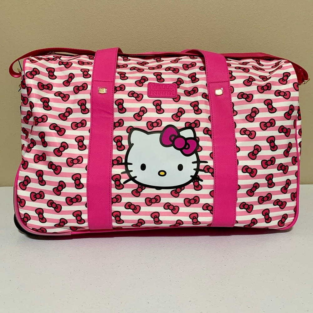 Sanrio Hello Kitty Wheeled Travel Duffle Carry-On Luggage Bag-New